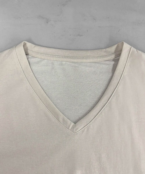 LOWO(ロワ)の「抜群の伸縮性!Vネックフレンチスリーブカットソー(Tシャツ/カットソー・レディース・ホワイト/モカ/ベージュ/グレー/ブラック・FREE)」の17枚目の写真