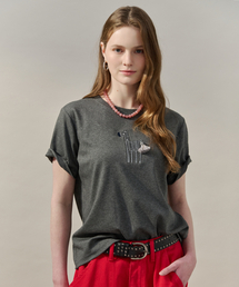 ジブラ刺繍タッセルポイント半袖Tシャツ