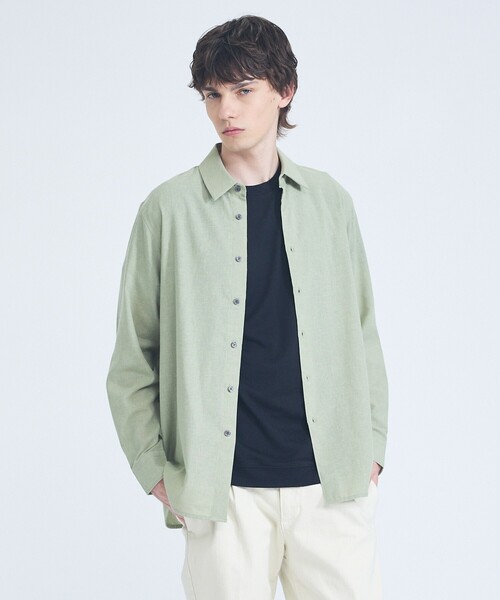 ABAHOUSE GRAY(アバハウスグレイ)の「【イージーケア】リネンブレンド 長袖シャツ(シャツ/ブラウス・メンズ・グレイッシュベージュ/サックスブルー/モスグリーン/ホワイト/チャコールグレー・50/48/46)」の11枚目の写真
