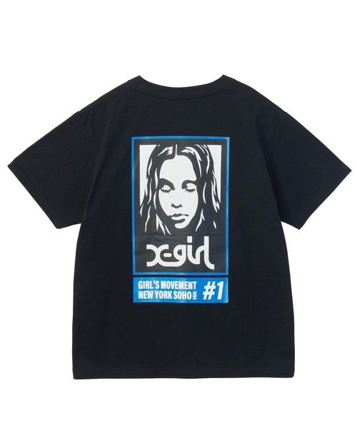 X-girl(エックスガール)の「COLORED BOX FACE S/S TEE(Tシャツ/カットソー・レディース・ホワイト/ネイビー/ブラック・L/M/S)」の2枚目の写真