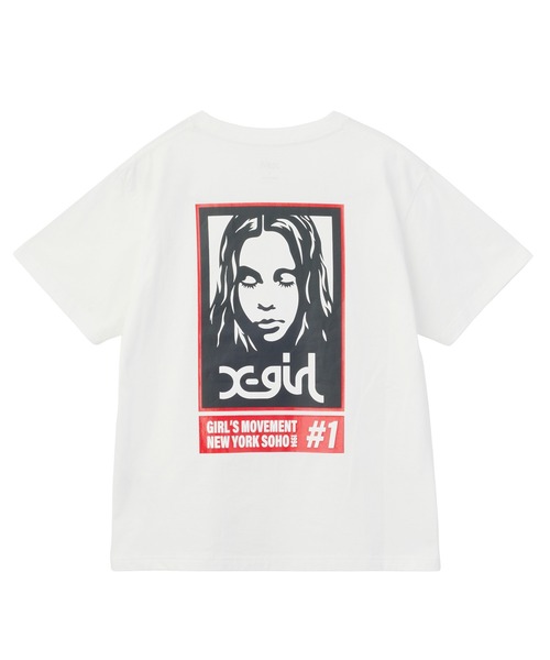 X-girl(エックスガール)の「COLORED BOX FACE S/S TEE(Tシャツ/カットソー・レディース・ホワイト/ネイビー/ブラック・L/M/S)」の4枚目の写真