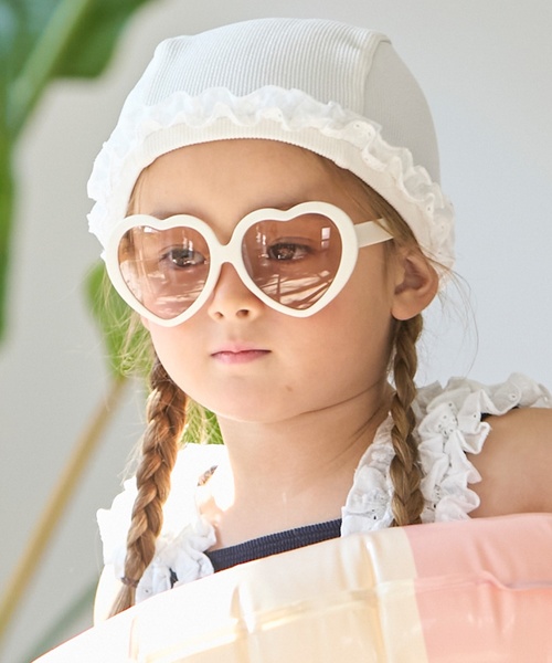 petit main（プティマイン）の「【SWIM】フリルスイムキャップ（水着・キッズ・サックスブルー/ブルー/オフホワイト/レッド・L/M）」の2枚目の写真