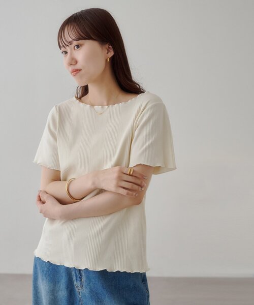 DISCOAT(ディスコート)の「ランダムリブメロープルオーバー(Tシャツ/カットソー・レディース・オレンジ/モカ/ネイビー/ホワイト/ホワイト系その他/アイボリー/ブラック/ブラック系その他・FREE)」の2枚目の写真
