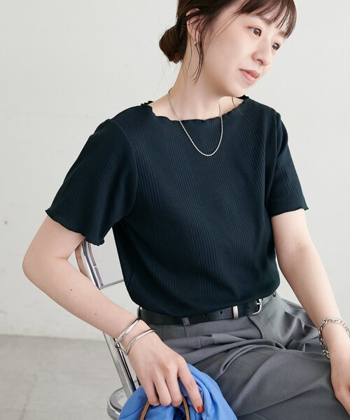 DISCOAT(ディスコート)の「ランダムリブメロープルオーバー(Tシャツ/カットソー・レディース・オレンジ/モカ/ネイビー/ホワイト/ホワイト系その他/アイボリー/ブラック/ブラック系その他・FREE)」の4枚目の写真