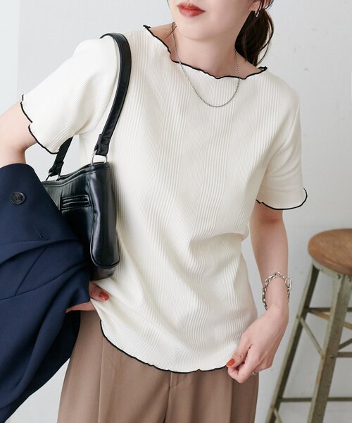 DISCOAT(ディスコート)の「ランダムリブメロープルオーバー(Tシャツ/カットソー・レディース・オレンジ/モカ/ネイビー/ホワイト/ホワイト系その他/アイボリー/ブラック/ブラック系その他・FREE)」の9枚目の写真