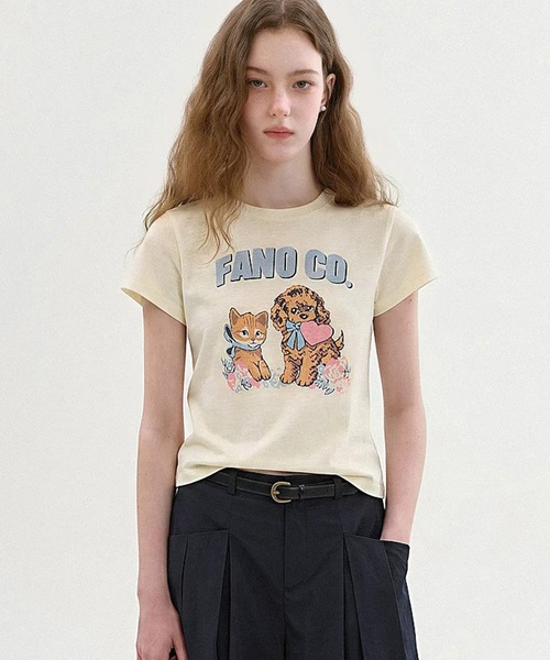 Fano Studios(ファノ ストゥディオズ)の「ラウンドネック 犬猫モチーフ グラフィックTシャツ FX26S378【Fano Studios】【2026SS】(Tシャツ/カットソー・レディース・ライトイエロー・S/M/L)」の7枚目の写真