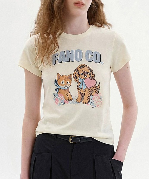 Fano Studios(ファノ ストゥディオズ)の「ラウンドネック 犬猫モチーフ グラフィックTシャツ FX26S378【Fano Studios】【2026SS】(Tシャツ/カットソー・レディース・ライトイエロー・S/M/L)」の8枚目の写真