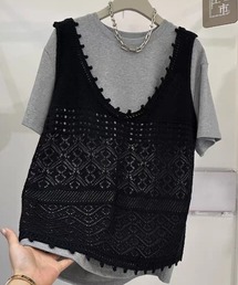 クロシェビスチェ×ベーシックTシャツセット