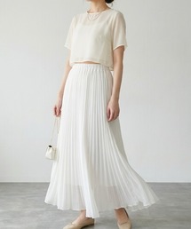 シフォンプリーツロングスカート|ふんわりフレアで大人可愛い夏の主役スカート