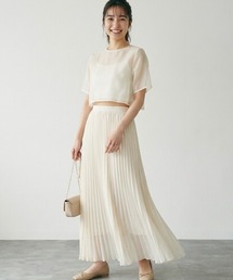 シフォンプリーツロングスカート|ふんわりフレアで大人可愛い夏の主役スカート