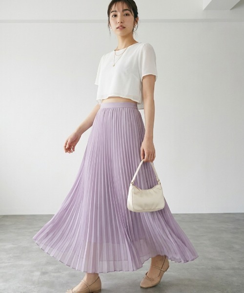 Belle Cie(ベルシー)の「シフォンプリーツロングスカート|ふんわりフレアで大人可愛い夏の主役スカート(スカート・レディース・アイボリー/ホワイト/ブラック/ピンク・FREE)」の18枚目の写真