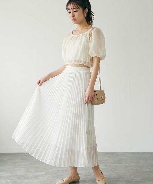 Belle Cie(ベルシー)の「シフォンプリーツロングスカート|ふんわりフレアで大人可愛い夏の主役スカート(スカート・レディース・アイボリー/ホワイト/ブラック/ピンク・FREE)」の13枚目の写真