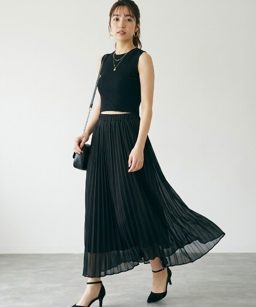 Belle Cie(ベルシー)の「シフォンプリーツロングスカート|ふんわりフレアで大人可愛い夏の主役スカート(スカート・レディース・アイボリー/ホワイト/ブラック/ピンク・FREE)」の7枚目の写真