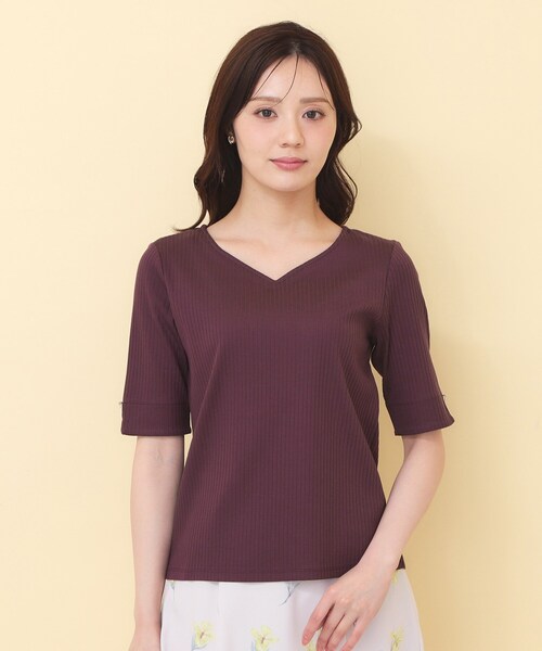 index(インデックス)の「【接触冷感】ハートネックリボンボタンワイドリブ《UVケア/洗濯機OK》(Tシャツ/カットソー・レディース・ブラック/ダークオレンジ/オフホワイト・40/38/36)」の18枚目の写真