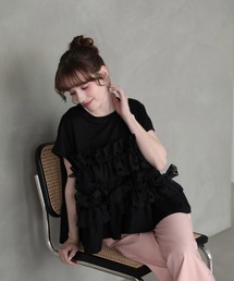 M y u（ミュー）の「フラワーブーケドットTシャツ（Tシャツ/カットソー）」