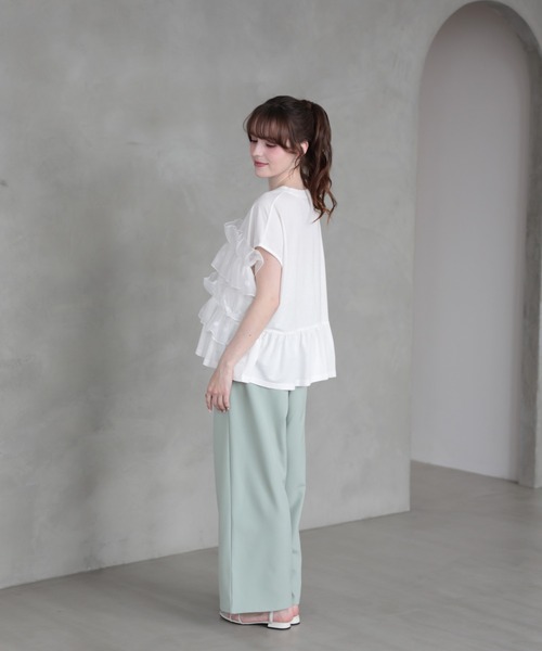 M y u（ミュー）の「フラワーブーケドットTシャツ（Tシャツ/カットソー・レディース・ブラック×ブラック/ホワイト×ブラック/ホワイト×ホワイト・ML）」の13枚目の写真