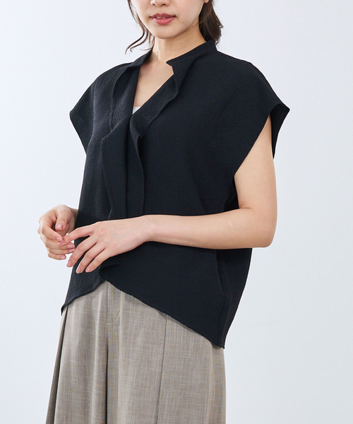 NARACAMICIE(ナラカミーチェ)の「【NARACAMICIE】クレープ半袖ブラウス(シャツ/ブラウス・レディース・ブラック/イエロー/ホワイト/グリーン・L/M)」の11枚目の写真
