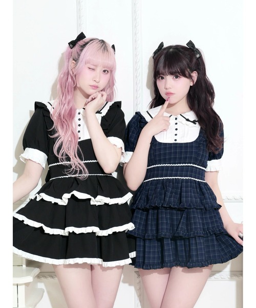 ドーリーフリルヨークティアードワンピース（ワンピース）｜NOEMIE