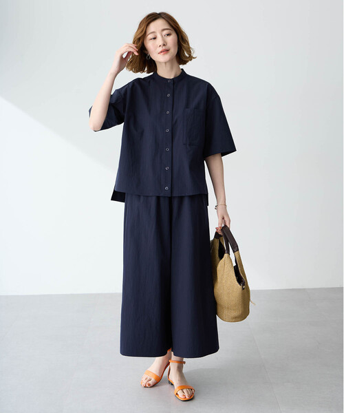 Petit Honfleur(プチオンフルール)の「【すご楽シリーズ】ラッシュストレッチワイドパンツ【接触冷感・UVカット・はっ水・ウエストゴム】(その他パンツ・レディース・ブラウン/ネイビー・M/L)」の6枚目の写真