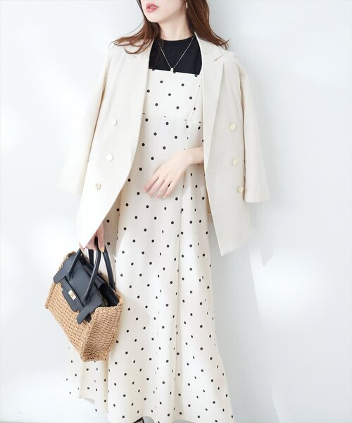 natural couture(ナチュラルクチュール)の「カットジョーゼットキャミワンピース(ワンピース・レディース・グレー/その他2/その他1/ドット/ブラック/グレイッシュベージュ・FREE)」の22枚目の写真
