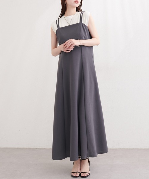 natural couture(ナチュラルクチュール)の「カットジョーゼットキャミワンピース(ワンピース・レディース・グレー/その他2/その他1/ドット/ブラック/グレイッシュベージュ・FREE)」の3枚目の写真