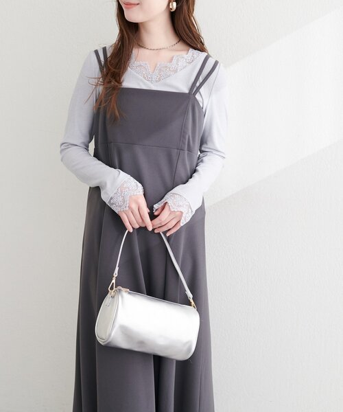 natural couture(ナチュラルクチュール)の「カットジョーゼットキャミワンピース(ワンピース・レディース・グレー/その他2/その他1/ドット/ブラック/グレイッシュベージュ/その他3/その他4・FREE)」の13枚目の写真