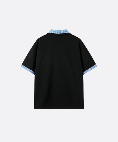 U:UME(ユーム)の「Plaid Docking Polo Shirt(ポロシャツ・メンズ・グレー/ネイビー/ブラック・XX-LARGE/X-LARGE/LARGE/MEDIUM)」の4枚目の写真