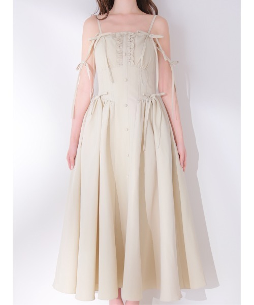 M me eme(エムミーエメ)の「Broad ribbon bare flare onepiece(ワンピース・レディース・ベージュ/ブラック・FREE/XS)」の16枚目の写真