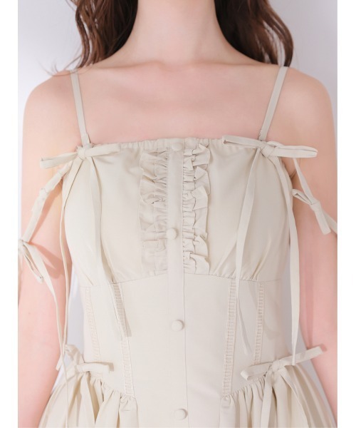 M me eme(エムミーエメ)の「Broad ribbon bare flare onepiece(ワンピース・レディース・ベージュ/ブラック・FREE/XS)」の20枚目の写真