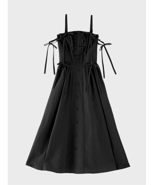 M me eme(エムミーエメ)の「Broad ribbon bare flare onepiece(ワンピース・レディース・ベージュ/ブラック・FREE/XS)」の3枚目の写真