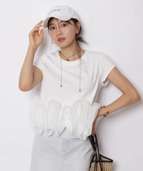 JUSGLITTY(ジャスグリッティー)の「ペタルヘムTシャツ(Tシャツ/カットソー・レディース・ライトイエロー/ホワイト/ブラック・2)」の7枚目の写真