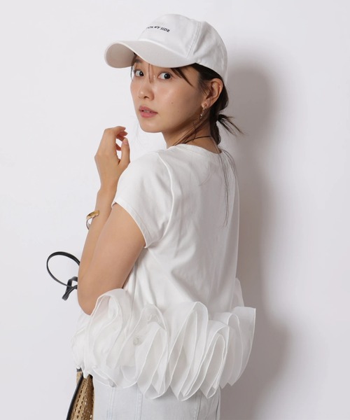 JUSGLITTY(ジャスグリッティー)の「ペタルヘムTシャツ(Tシャツ/カットソー・レディース・ライトイエロー/ホワイト/ブラック・2)」の8枚目の写真