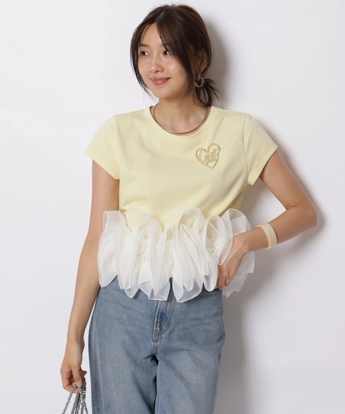 JUSGLITTY(ジャスグリッティー)の「ペタルヘムTシャツ(Tシャツ/カットソー・レディース・ライトイエロー/ホワイト/ブラック・2)」の16枚目の写真