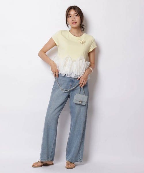 JUSGLITTY(ジャスグリッティー)の「ペタルヘムTシャツ(Tシャツ/カットソー・レディース・ライトイエロー/ホワイト/ブラック・2)」の17枚目の写真