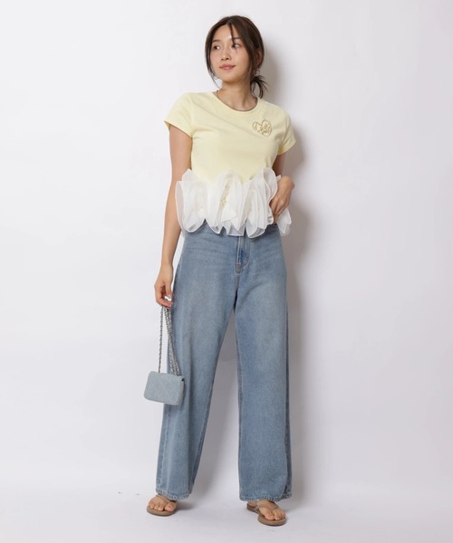 JUSGLITTY(ジャスグリッティー)の「ペタルヘムTシャツ(Tシャツ/カットソー・レディース・ライトイエロー/ホワイト/ブラック・2)」の18枚目の写真