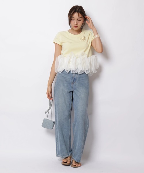 JUSGLITTY(ジャスグリッティー)の「ペタルヘムTシャツ(Tシャツ/カットソー・レディース・ライトイエロー/ホワイト/ブラック・2)」の19枚目の写真