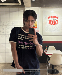 Runing horse Ringer T-shirts NAVY