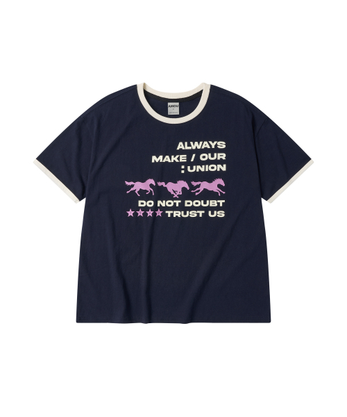 AMOU(アモウ)の「Runing horse Ringer T-shirts NAVY(Tシャツ/カットソー・レディース・その他・1/2/3)」の11枚目の写真