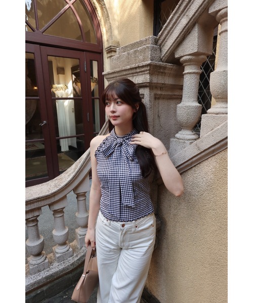 Рубашка с вышивкой роз Rose Embroidery Gingham Blouse