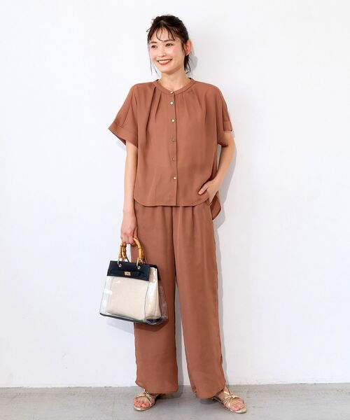 le.coeur blanc（ルクールブラン）の「ジョーゼットブラウス×パンツセット（ワンピース・レディース・キャメル/ブラック・38）」の5枚目の写真