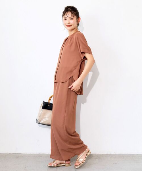 le.coeur blanc（ルクールブラン）の「ジョーゼットブラウス×パンツセット（ワンピース・レディース・キャメル/ブラック・38）」の6枚目の写真