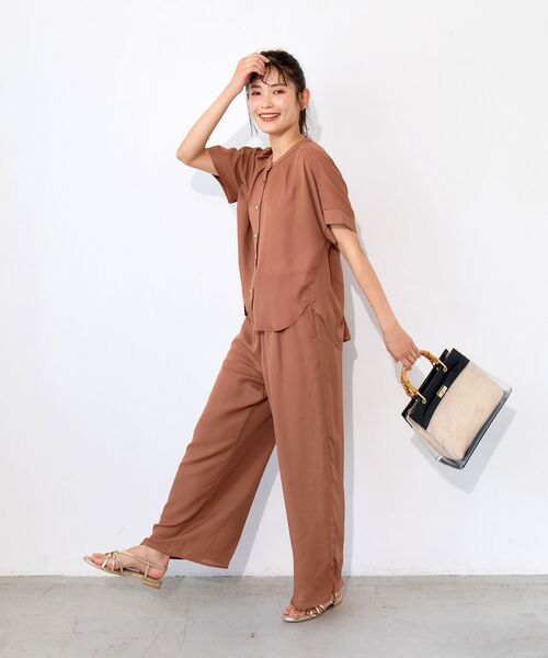 le.coeur blanc（ルクールブラン）の「ジョーゼットブラウス×パンツセット（ワンピース・レディース・キャメル/ブラック・38）」の7枚目の写真