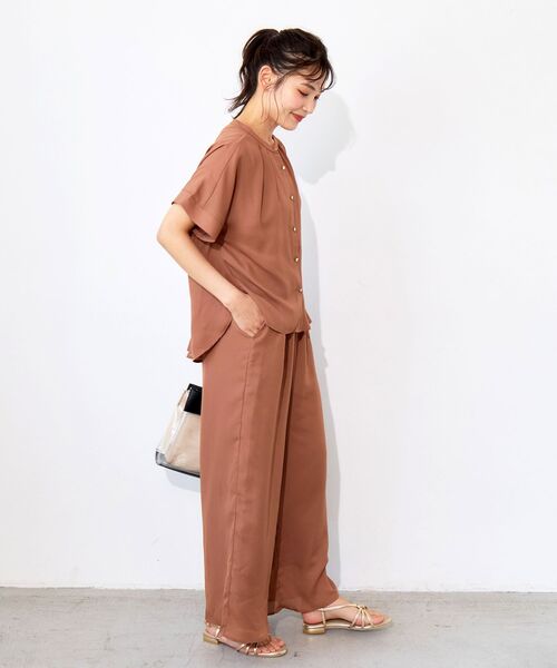 le.coeur blanc（ルクールブラン）の「ジョーゼットブラウス×パンツセット（ワンピース・レディース・キャメル/ブラック・38）」の8枚目の写真