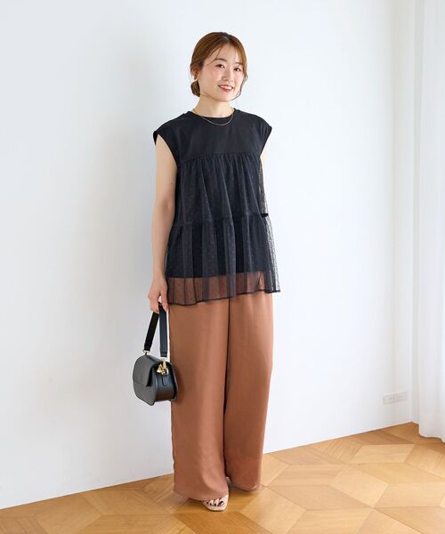 le.coeur blanc（ルクールブラン）の「ジョーゼットブラウス×パンツセット（ワンピース・レディース・キャメル/ブラック・38）」の19枚目の写真