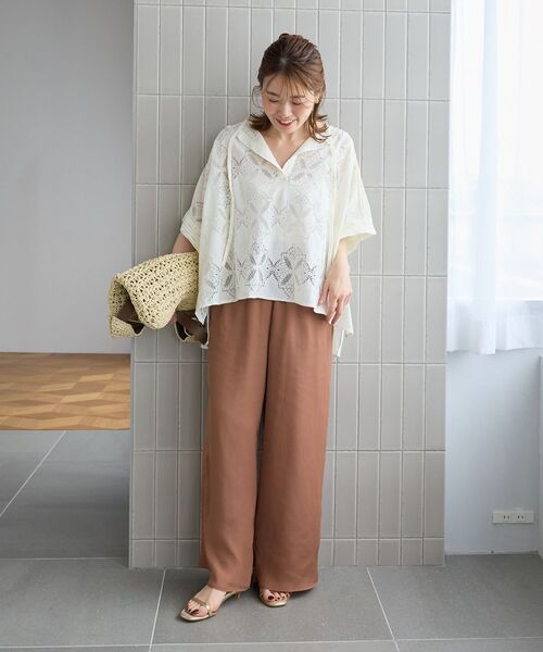 le.coeur blanc（ルクールブラン）の「ジョーゼットブラウス×パンツセット（ワンピース・レディース・キャメル/ブラック・38）」の22枚目の写真