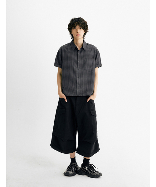THEN OUR(デンアワー)の「クロップチェック半袖シャツ(チャコール)(シャツ/ブラウス・メンズ・その他・X-LARGE/LARGE/MEDIUM)」の4枚目の写真