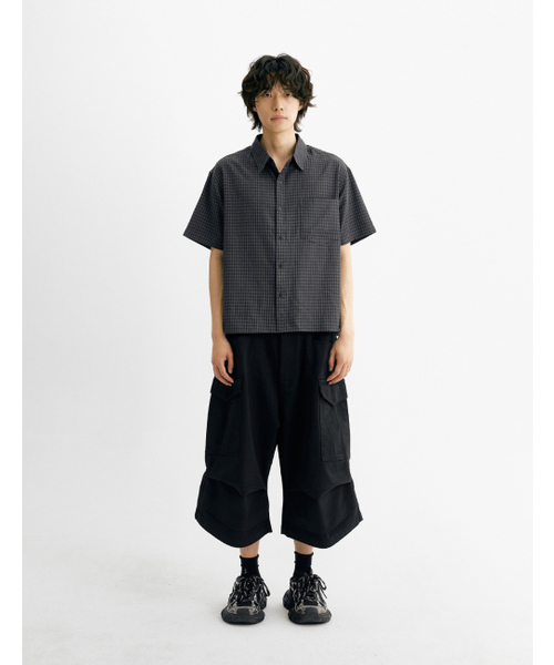 THEN OUR(デンアワー)の「クロップチェック半袖シャツ(チャコール)(シャツ/ブラウス・メンズ・その他・X-LARGE/LARGE/MEDIUM)」の2枚目の写真