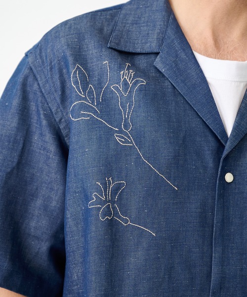 TANAKA(タナカ)の「【TANAKA/タナカ】別注THE SS SHIRT INDIGO LINEN EMBROIDERY(シャツ/ブラウス・メンズ・インディゴブルー・L/M)」の9枚目の写真