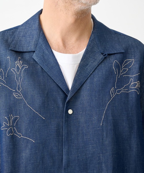 TANAKA(タナカ)の「【TANAKA/タナカ】別注THE SS SHIRT INDIGO LINEN EMBROIDERY(シャツ/ブラウス・メンズ・インディゴブルー・L/M)」の8枚目の写真