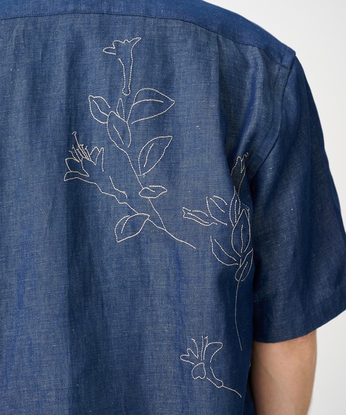TANAKA(タナカ)の「【TANAKA/タナカ】別注THE SS SHIRT INDIGO LINEN EMBROIDERY(シャツ/ブラウス・メンズ・インディゴブルー・L/M)」の2枚目の写真